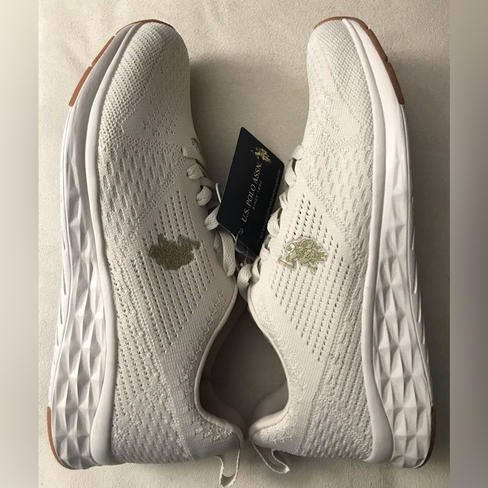 NEW ~ U.S. Polo Assn. Cream Mesh Sneakers Size 10